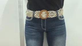 Women's Vintage Bohemian Woven White Belt